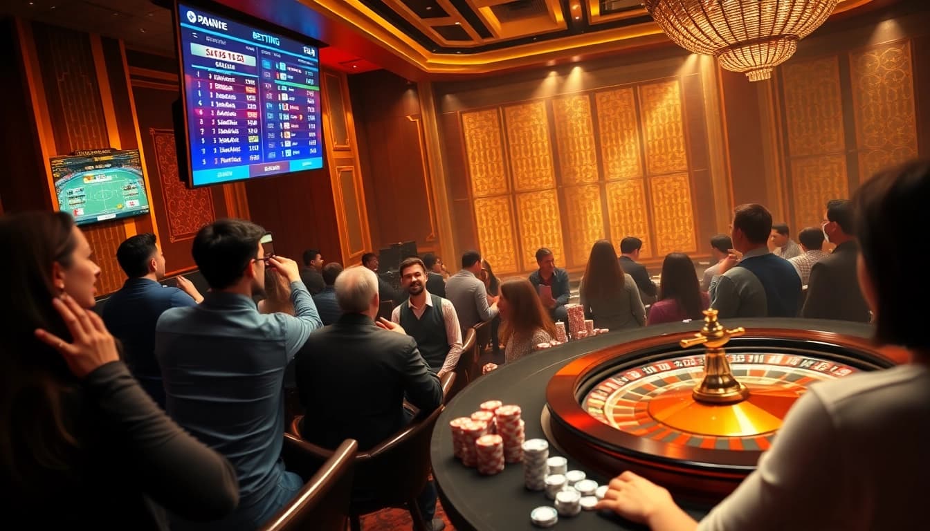 Place a bet on kèo nhà cái 5 while enjoying a lavish online gambling experience with digital screens and poker chips.