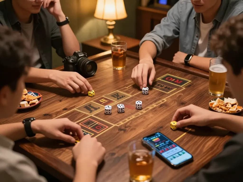 Tài xỉu online action with players placing bets, focused on dice rolling excitement at home.