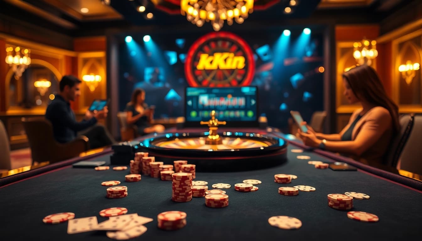 Experience the thrill of gaming at kkwin with vibrant casino tables and eager players.