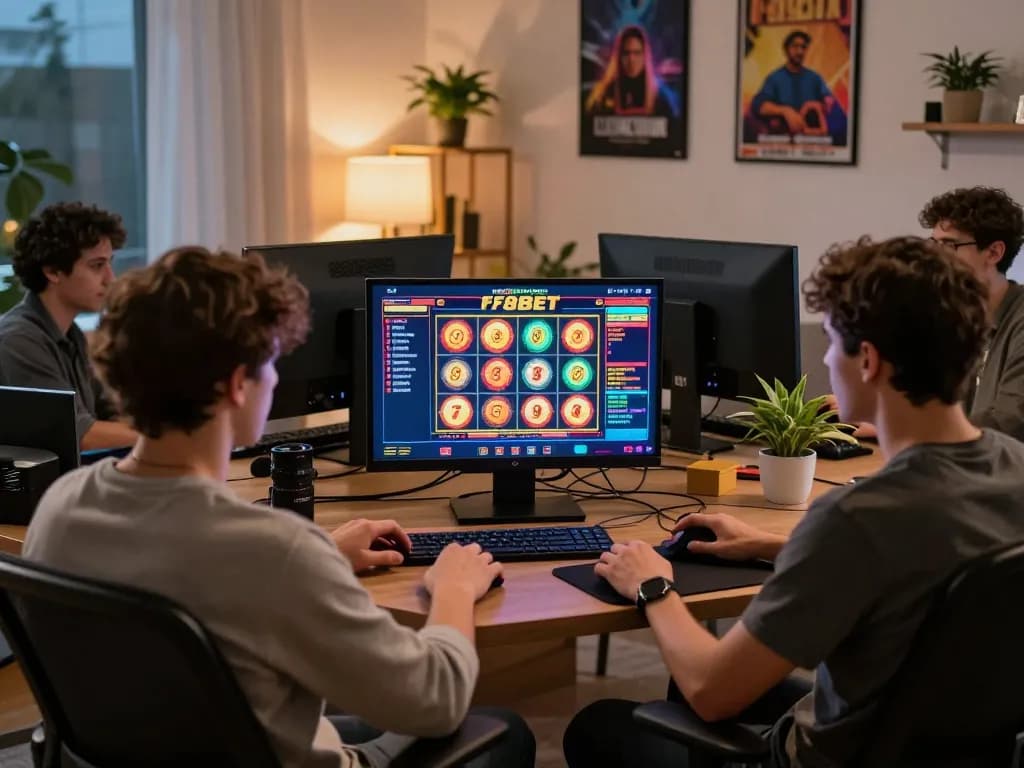 Engaging online gaming session at home on F8BET platform showcasing vibrant slot game on screen.