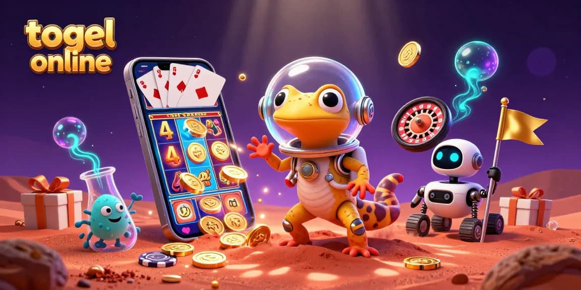Engage in thrilling togel online adventures with a Martian gecko discovering a golden casino!