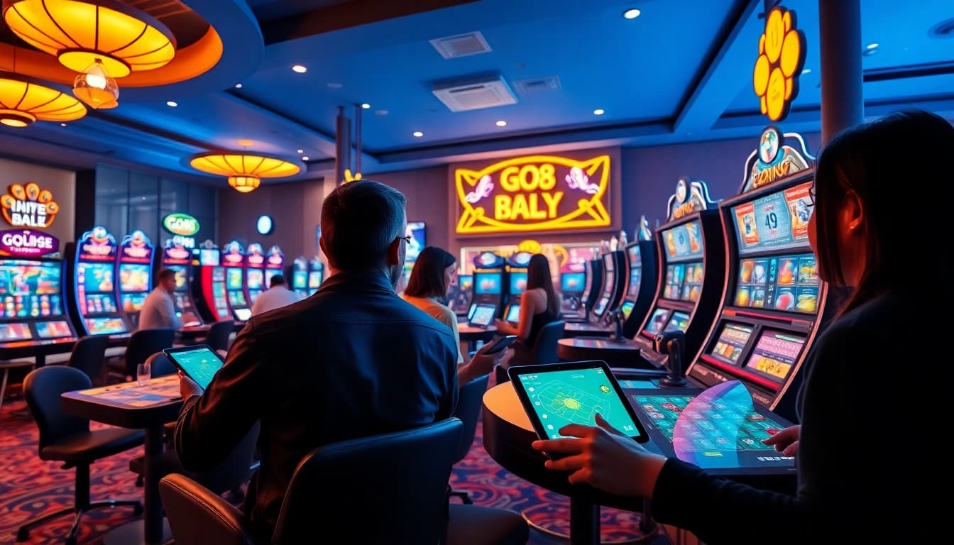 Players enjoying the Go88 online gaming environment with diverse games and vibrant atmosphere.