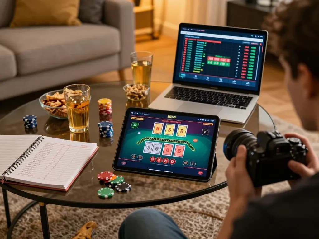 The player placing bets in kp88 online blackjack, enjoying a cozy home setup with engaging betting strategies