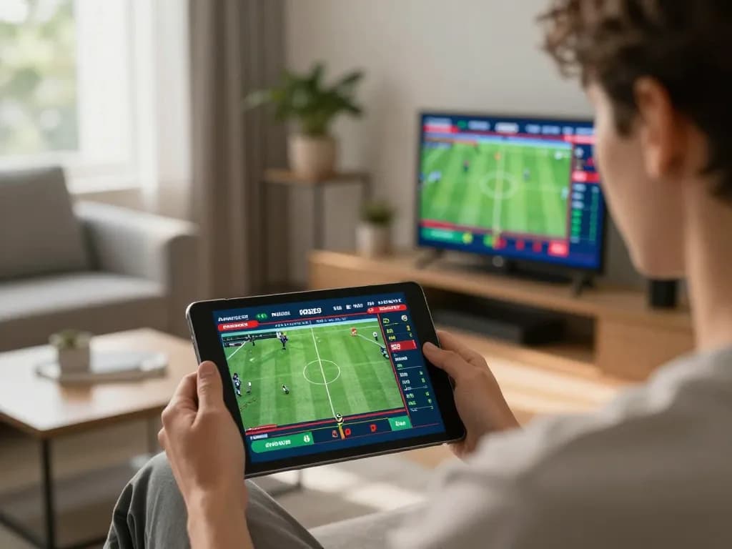 Experience the thrill of live sports betting with tr88 using a tablet to place bets.