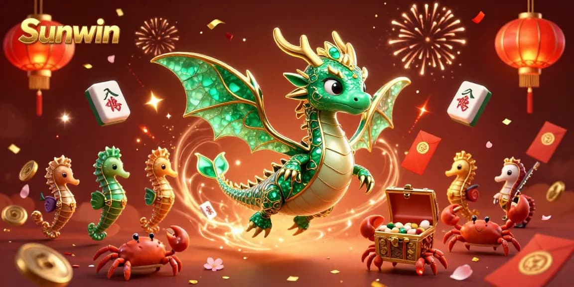 Sunwin presents an enchanting sea dragon capturing jackpot symbols in an exciting casino scene.