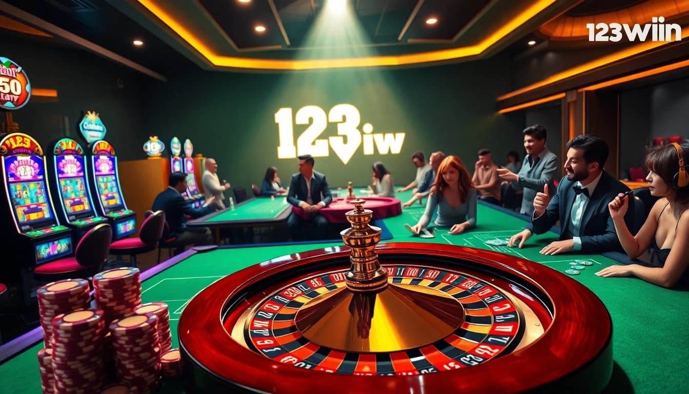 Experience thrilling gameplay at 123win with vibrant casino tables and exciting slot machines.