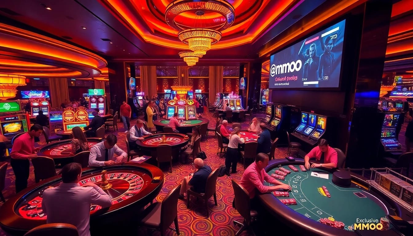 Players celebrating wins at MMOO casino tables, showcasing the excitement of gambling.