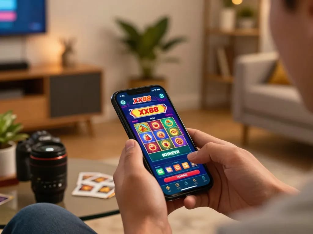 Player engaged with the XX88 app for an immersive online gaming experience on their smartphone