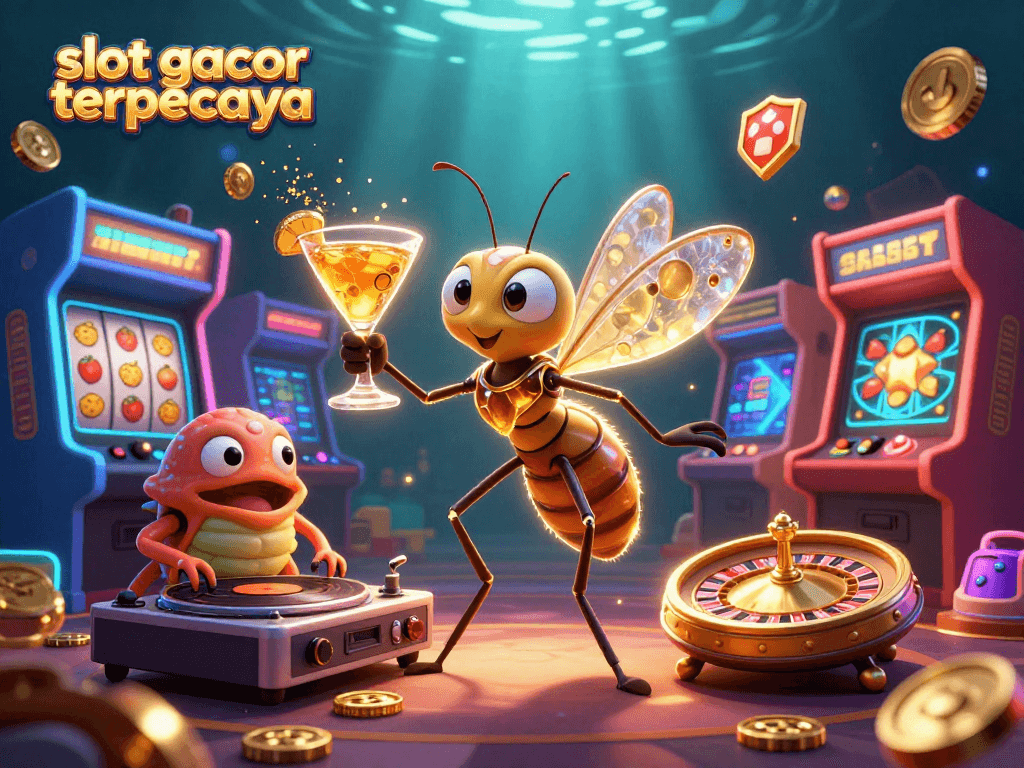 Experience thrilling wins with slot gacor terpercaya in a vibrant casino-themed scene.