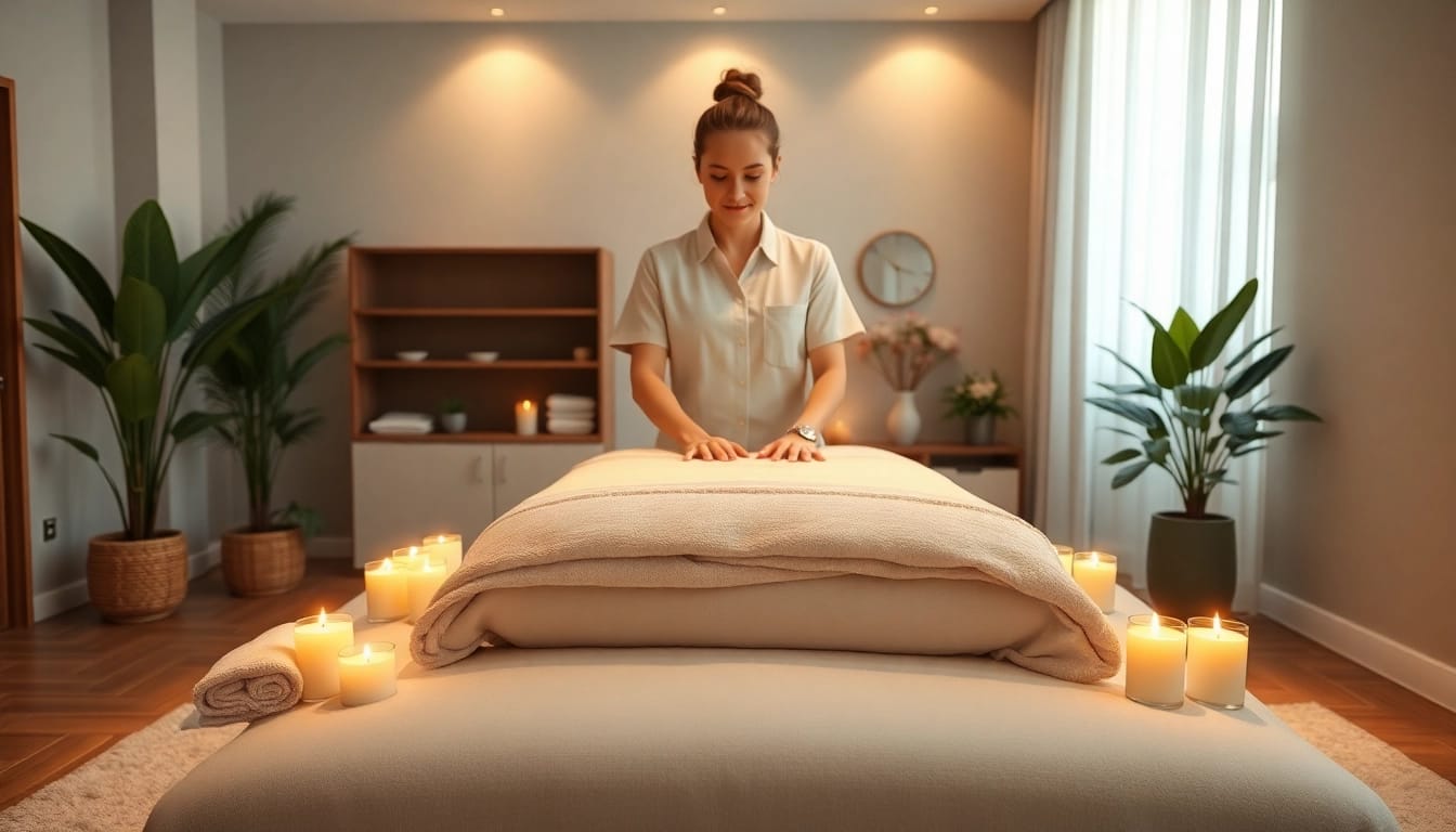 Relaxing atmosphere for 수원출장마사지 with a professional therapist and serene setup.