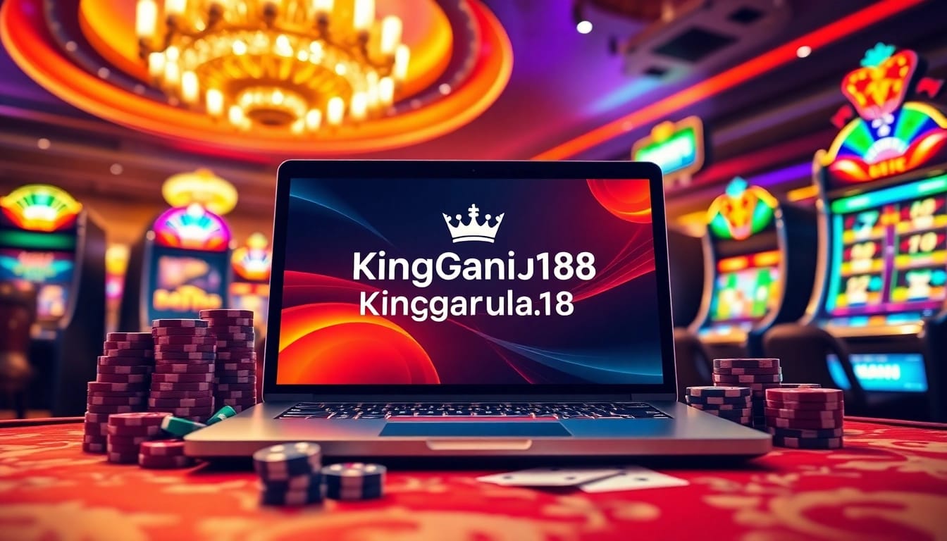 Experience seamless online gambling at kinggaruda138 with a modern casino setup featuring vibrant gaming elements.