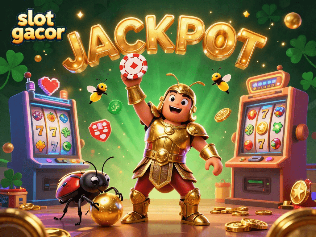 Experience the thrill of slot gacor with an exciting 3D illustration showcasing a jackpot moment in gaming.