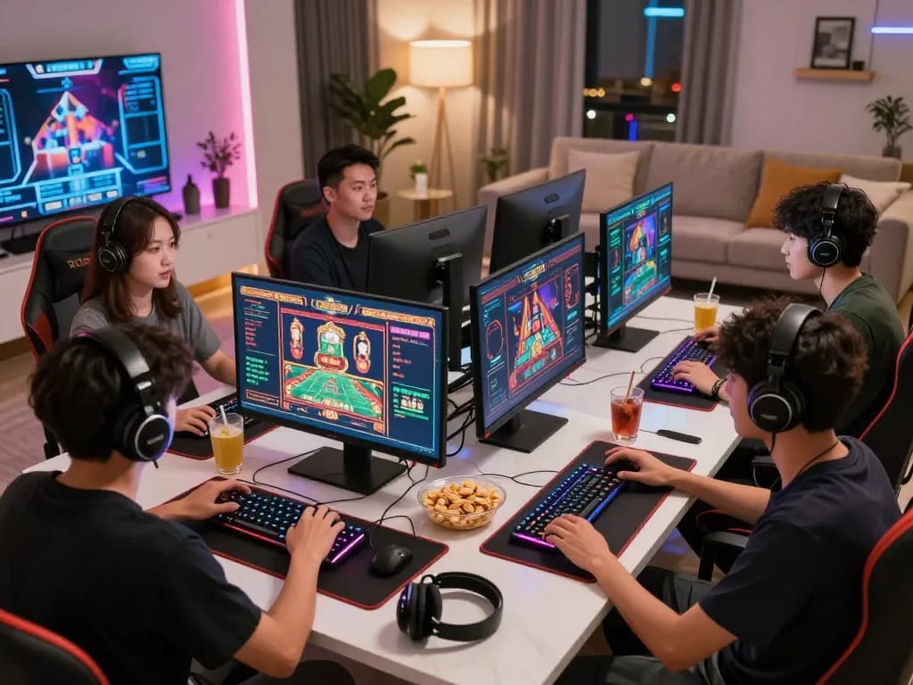 Exciting gaming scene showcasing BJ888 casino games with enthusiasts engaging in live betting.