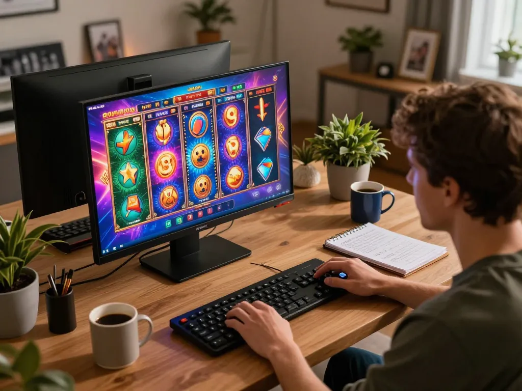 Enjoying the excitement of slot online games at home with a vibrant display and strategy notes
