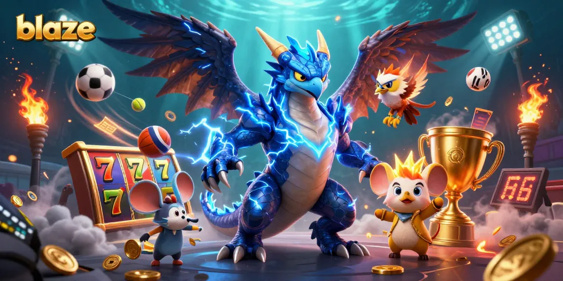 Engage in thrilling gaming with blaze at this dynamic casino illustration featuring action-packed elements.