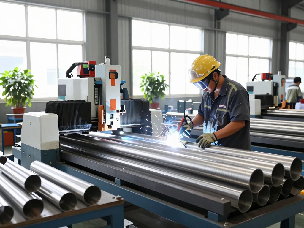 Workers crafting sumwin stainless steel products in a dynamic fabrication facility.