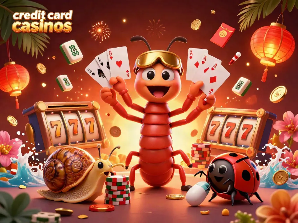 Experience the excitement of credit card casinos with a vibrant 3D casino scene.