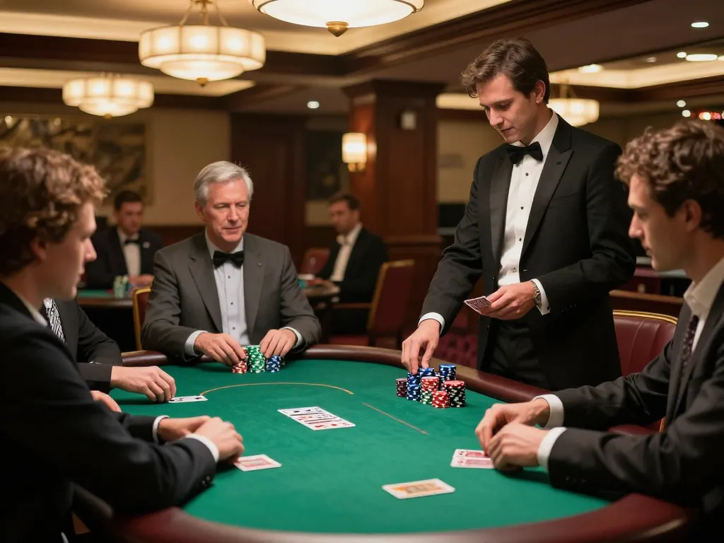 Fabet players strategizing over vibrant poker chips in a high-stakes casino.