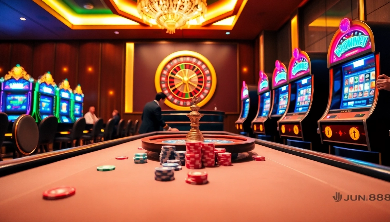 Experience thrilling gameplay at jun888 with luxurious casino visuals and engaging gambling action.