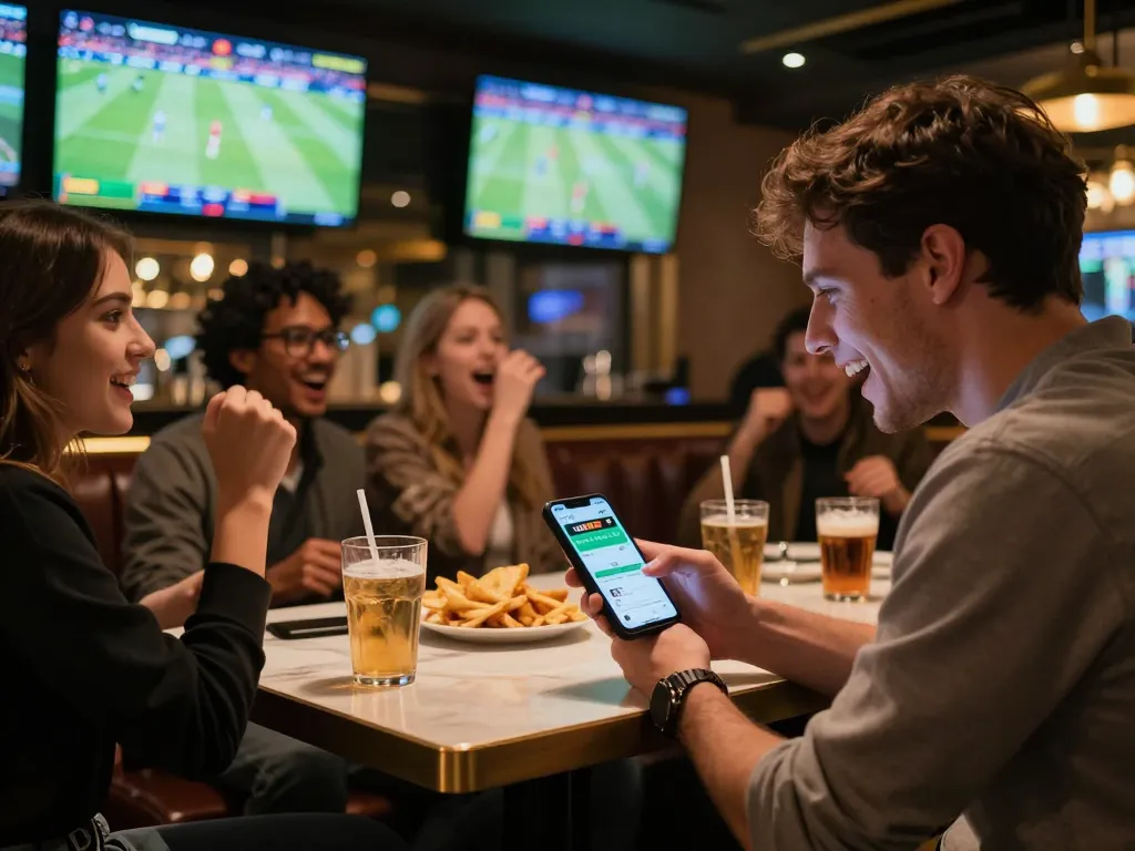 Experience thrilling sports betting with uu88 app in a lively bar atmosphere