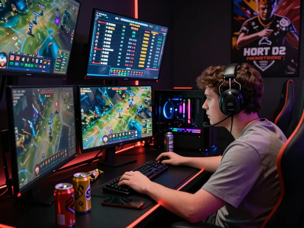 Dota 2 betting experience with a gamer placing wagers in an exciting esports environment
