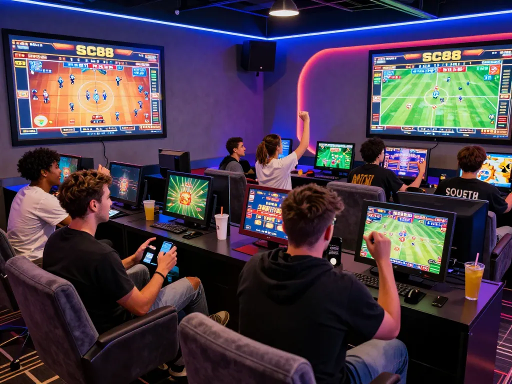 Engaging gaming scene at SC88 showing diverse players betting online with vibrant atmosphere and advanced technology