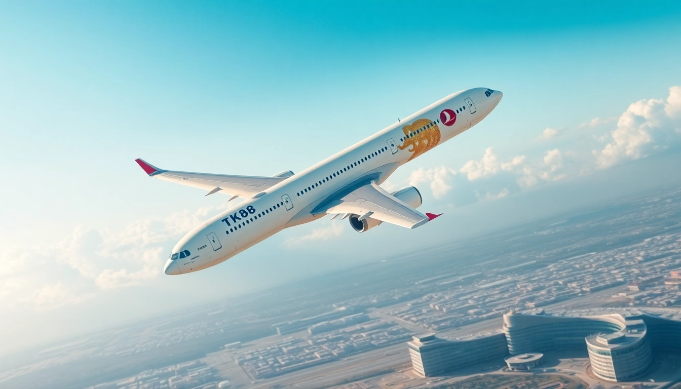 Turkish Airlines flight TK88 soaring through the sky, showcasing travel excitement.