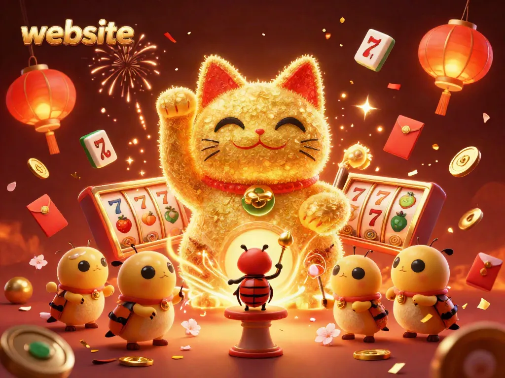 Menangkan permainan slot di website dengan karakter menghibur dan simbol beruntung dalam suasana meriah.