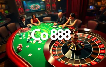 Co88 players strategizing at a vibrant casino table with chips and cards.