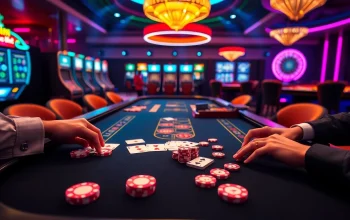 Rikvip players engage in exciting gambling activities at a vibrant casino table with poker chips and cards.
