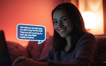 Engaging ai chat porn conversation in a cozy room with a digital AI interface.