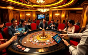 Experience thrilling moments at fb88 report as players engage at a roulette table in a vibrant casino atmosphere.