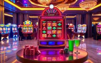 Pemain meraih kemenangan besar di mesin slot88 yang cerah di suasana kasino yang mewah.