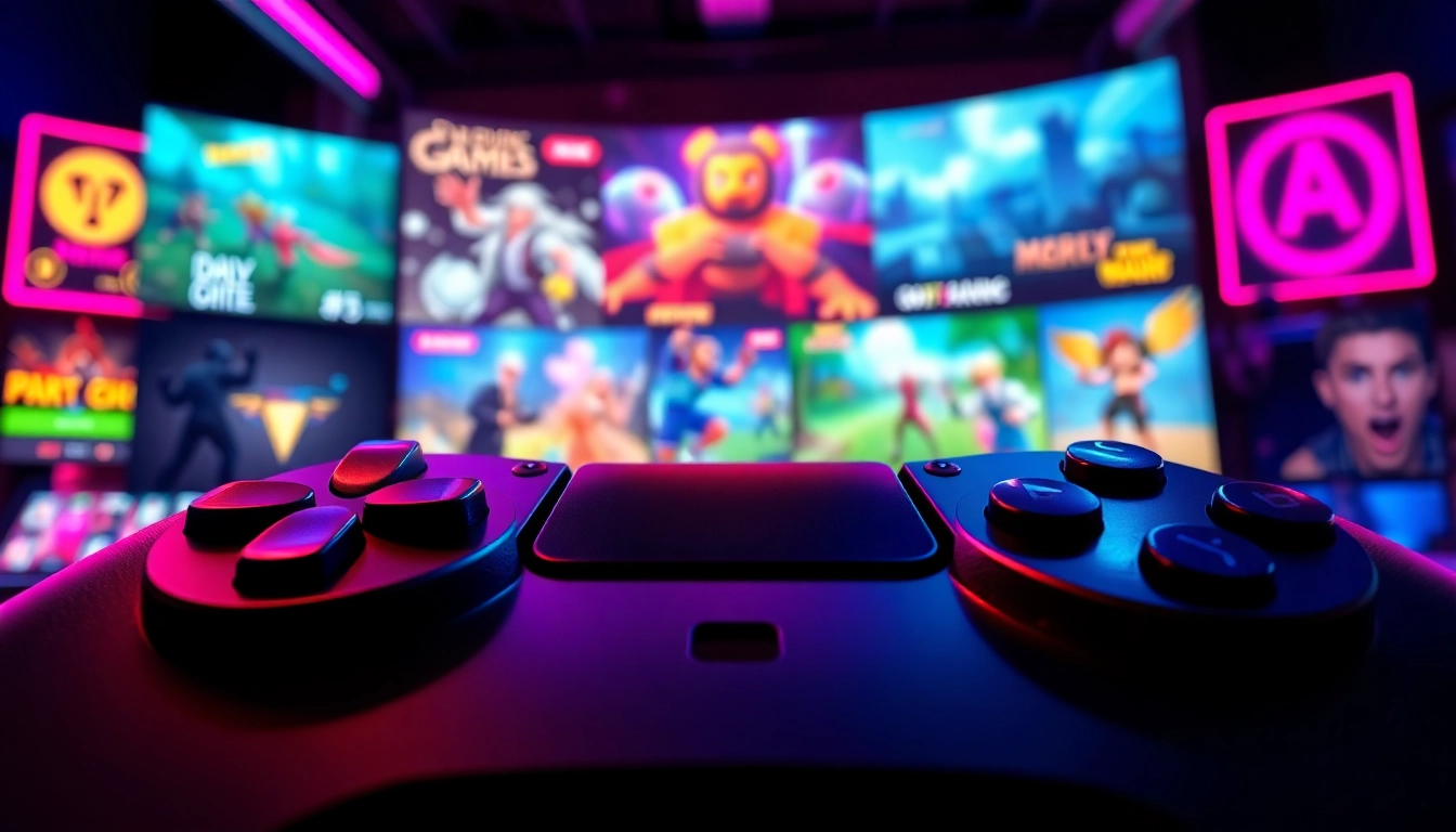 Jogadores curtindo a plataforma de jogos higame em um ambiente vibrante e colorido.